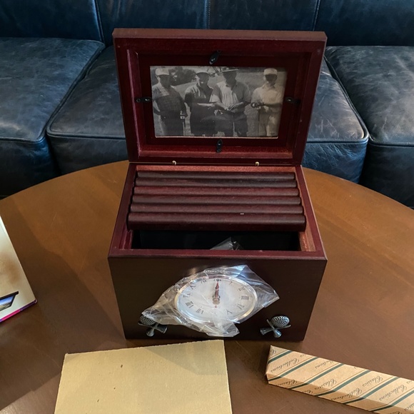 Vintage Wooden Photo Keepsake Box with Clock, Golf Themed (unused/unopened) - Picture 8 of 13
